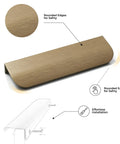 Aluminum Alloy Brushed Bronze Cabinet Pulls 39.37in Hidden Finger Edge Pulls with rounded safety edges, installation diagram shown