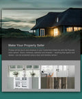 120 dB Door And Window Alarm Sensor Kit 3 Pack for Home Safety and Kids, showing a house with doors and windows.