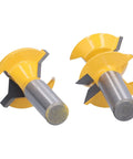 Heavy Duty Tongue Groove Router Bit 1/2 Inch Shank Two Flute Carbide Woodworking Cutter With Heat PTFE Coating, Yellow Blades