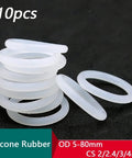 Ten-Piece White Silicone O Ring Seal Kit - Thick 2mm, 2.4mm, 3mm, 4mm O Ring Assortment For Plumbing, Food Processing, Automotive, And DIY Sealing Projects, white silicone rings