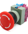 Emergency Stop Push Button Switch Heavy Duty 600V 10A Red Mushroom Head 22mm Plastic Cap 1NO 1NC Panel Mount For Industrial Control Panels Quick Acting Safety Stop