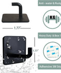 Heavy Duty Adhesive Wall Hooks For Hanging Towels Robes Keys And Clothes In Black 6 Pack Ideal For Bathroom Kitchen Storage No Drilling Mount With Sticky Backing