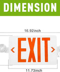 2 Pack Red LED Exit Signs With Emergency Lights, Battery Backup, Adjustable Heads dimensions shown