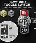 SpeedWare One-Side Momentary Metal Toggle Switch 20 Amp 12VDC 125VAC SPST Panel Mount With Spring Return Momentary On 2-Terminal Screw Terminals 1 Pack, front view