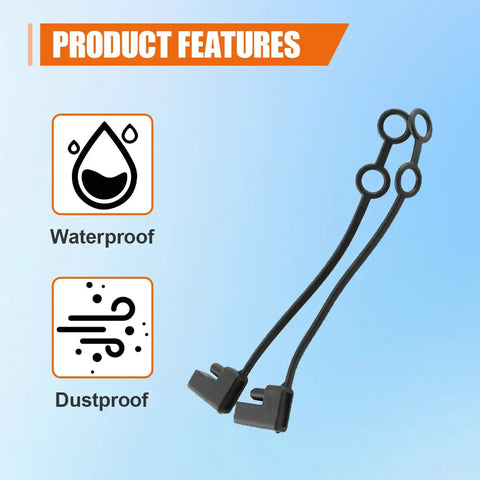 Rock Solid Sae Connector Weather Caps 2 Pin Waterproof And Hella Durable Silicone Protective Covers  waterproof and dustproof features shown.
