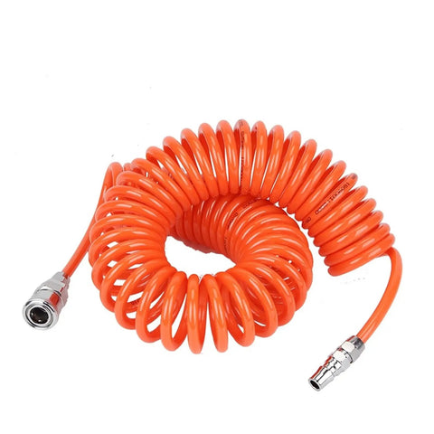 Pro Grade Polyurethane Coiled Air Hose With Twist Free Swivel End Fittings Grease Resistant Pneumatic Spiral Tube For Air Compressor