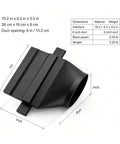 Straight Flow Under Garage Door Vent With Heavy Duty 6 Inch Duct Adapter For No Fuss Workshop Fume Exhaust And Quick Fit Sensor Safe Airflow Ventilation, black plastic, 10.2 x 6.3 x 3.5 inches.