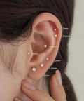 Threadless Flat Back Earrings Set For Tragus Cartilage Nose Lip Medusa Piercings, 18G 316L Surgical Steel Gold Tone CZ ends