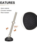 Snag These Heavy Duty Black Nylon Adjustable Leveling Feet With M12 Threads And Grip Tight Swivel Bases close-up showing nylon base and threaded rod feature.