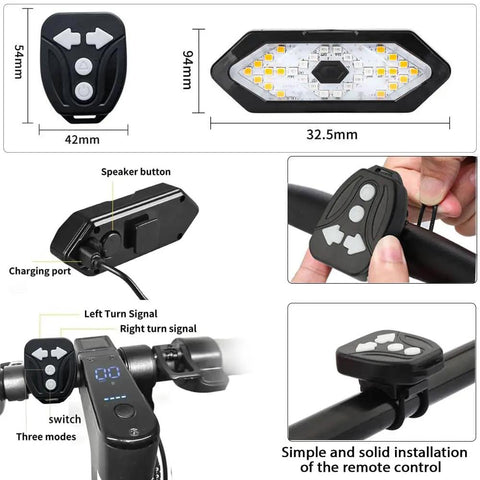 Lit Turn Signal For Electric Scooters With USB Remote, Adjustable Base, Tail Light Blinker, Easy Install, Compatible With Xiaomi M365 Pro 1S Ninebot Max G30 G30D Segway Scooters
