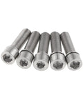 Killer Set of 5 M7 Titanium Bolts with Hex Socket Cylinder Head and Matching Washers Sick Rainbow Finish Bike Hardware Custom Build Hard Riding Gravel Road Cycle Parts Vibe with 20mm and 25mm Options Fits Road Mountain Bike, close-up view of cylinder head screws.