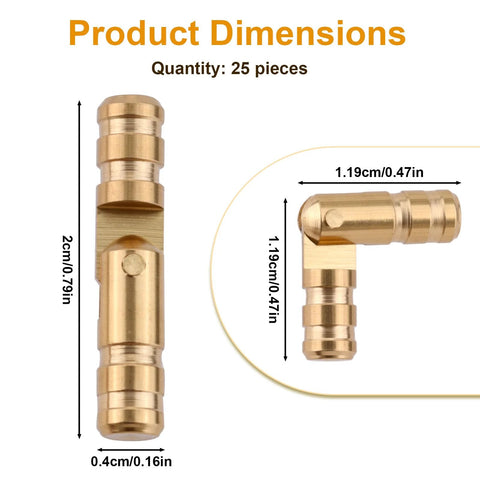 25 Pieces Brass Barrel Hinges For Wooden Boxes And Jewelry Boxes Concealed Hidden Cylindrical Hinges 2x0.4 Cm Dimensions