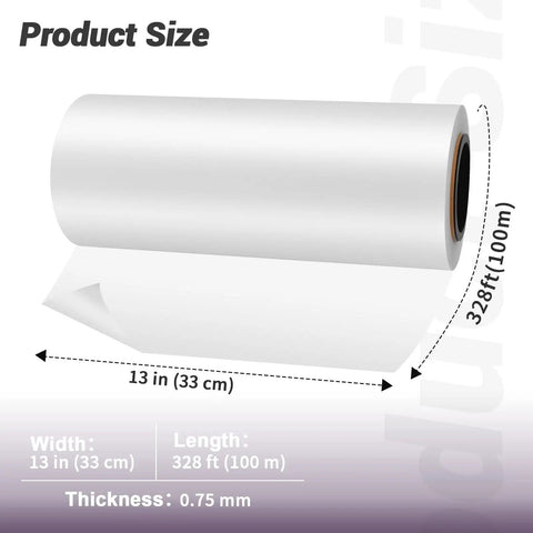 DTF Transfer Film Roll 13x328ft Double Sided Matte Clear PET Heat Transfer Paper Direct To Film For Bulk Printing Custom Tees