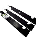 Three Blade Set For 54 Inch Bad Boy Mowers Replaces OEM 038-0005-00 Built Tough Precision Ground 18-3/4 Inch Blades With 5/8 Inch Center Hole For MZ Magnum Style Decks Black Finish Ready To Cut