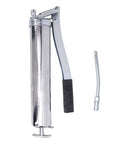 Heavy Duty Manual Grease Pump Single Piston With Release Valve For Quick Oil Discharge And Strong Pressure Explosion Proof Robust Design, showcasing metal design with rubber grip.