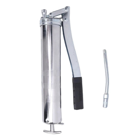 Heavy Duty Manual Grease Pump Single Piston With Release Valve For Quick Oil Discharge And Strong Pressure Explosion Proof Robust Design, showcasing metal design with rubber grip.