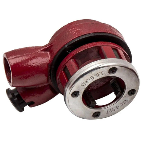 Close-up of Pipe Threader Kit With 6 Dies 1/4, 3/8, 1/2, 3/4, 1, 1-1/4 Inch Manual Ratcheting Threading Tool Set component.