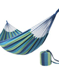 Extra Long And Wide Double Hammock For Travel Camping Backyard Porch Or Indoor Use With Carrying Pouch Included Blue Green Stripes