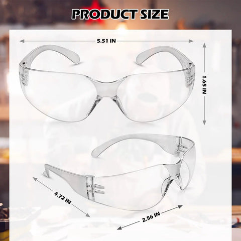 Rock Solid Bulk Safety Glasses Clear Protective Eyewear For Job Sites And Labs Work Ready Lightweight Crew Packs size dimensions 5.51 in x 1.65 in and 4.72 in x 2.56 in