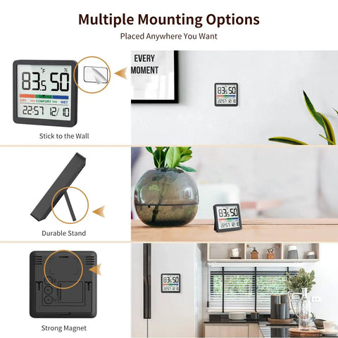Indoor Humidity Gauge With Digital Thermometer Fast Read Hygrometer And Temperature Humidity Monitor on wall and table