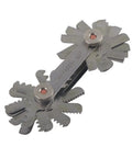 52 Piece Stainless Steel Thread Gauge Set With 60 Degree Metric And Imperial Thread Pitch Gauges And 55 Degree Imperial Gauges Screw Pitch Measuring Tool For Internal And External Threads For DIYers And Pros, showing various gauge blades fans out.