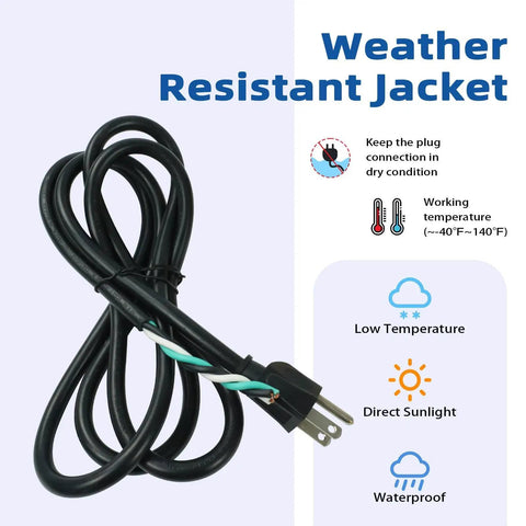 Two Pack 3 Ft 14/3 SJTW Appliance And Power Tool Cord, Heavy Duty 15 Amp 125V Replacement Cable With Pigtail End, ETL Listed NEMA 5-15P To Bare Wire, 14 AWG Three Conductor, 1875 Watts Max. black weather-resistant cord with exposed wires