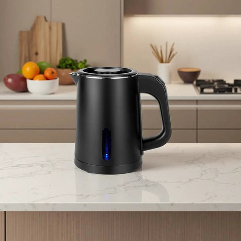 Portable Stainless Steel Electric Kettle 0.8L Mini Hot Water Boiler For Travel, Fast 5 Minute Boil, 600W, Auto Shut Off, Black