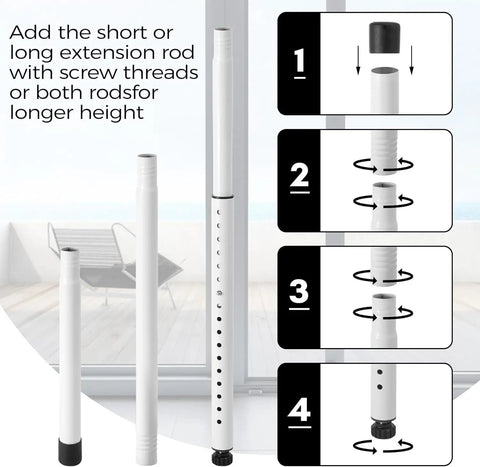 Heavy Duty Sliding Door Security Bar 17 To 50 Inch Adjustable Anti Lift Window Lock Jammer with Rubber Tips installation steps