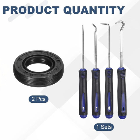 Oil Seal 16x30x7mm TC Nitrile Rubber Double Lip Seal With Hook Kit And Spring For Mechanical Auto Bearing Shaft 2 Pack Black, set image