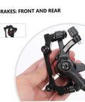 Mechanical Bike Disc Brake Kit Front And Rear Upgrade With 160mm Rotors, Forged Aluminum Calipers, black brake caliper detail in hand.