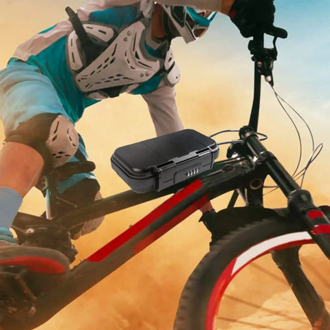 Portable Safe Lock Box With Cable And Combination Code Water Resistant ABS Travel Safe for bikes outdoors.