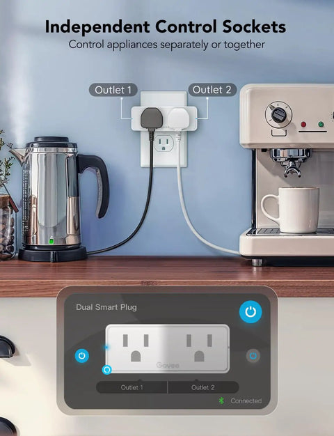Dual Smart Plug 4 Pack With WiFi Bluetooth Outlet, 15A, Works With Alexa And Google Assistant in kitchen setup