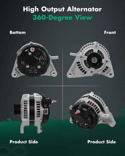 Heavy Duty 160Amp 12V Alternator For Jeep Grand Cherokee Commander 2005 2006 V8 5.7L 6.1L Replacement, 360-Degree View