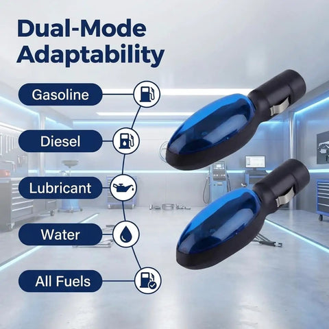 Gas Saver Plug And Play Energy Saving Device For Cars Trucks And SUVs Portable Auto Fuel Saver That Cuts Gas Costs No Setup Required Works With Gasoline Diesel And Lubricants Easy Install in a garage showing dual-mode adaptability.