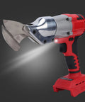 Focket Cordless Metal Shear Heavy Duty Electric Scissors With 360 Pivoting Head And Led Light, close-up view showing the metal cutting blade.