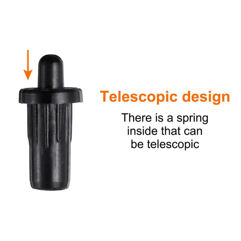 No Sweat Cabinet Door Repair Pins 36 Pc Plastic Damper Pivot Rods With Spring Loaded Axis For Kitchen Furniture Quick Fixes black telescopic design with visible spring feature.