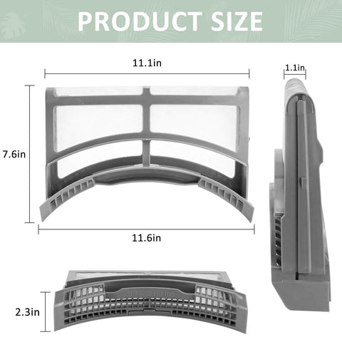 Dryer lint filter replacement kit with brush - stainless steel mesh & ABS frame, DC61-02595A screen assembly, product dimensions