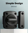 Tough As Nails Double Sided Gate Latch Slide Bolt Lock With Large Black Sturdy Sliding Security Hardware For Secure Backyards And Outdoor Access Points, black slide bolt design.