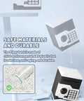Electronic Piggy Bank For Kids With Password Protection And Automatic Money Scroll Save Box made of ABS plastic shown