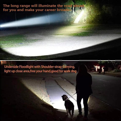 Cordless LED Work Light For 18V Batteries, 18W 2000LM flood beam illuminating dark path at night, showcasing outdoor use