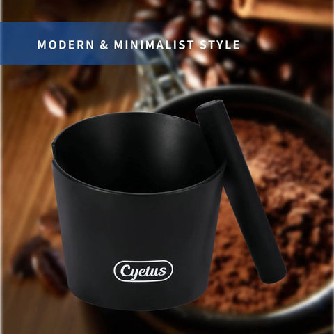 Modern Espresso Knock Box With Silicone Rod And Anti Slip Base, 6 Inch Durable Barista Grade Coffee Grounds Bin, minimalist style.