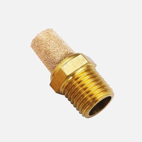 Five Pack Brass Pneumatic Muffler Filters That Cut The Hiss For Air Lines One Quarter Inch NPT Hex Sintered Silencers