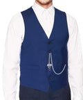 Man wearing vest with Mens Albert Chain Pocket Watch Curb Link Key Chain With Dragon Pendant And T Bar Fob Vintage Silver Tone