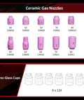 Beast Pro-Grade TIG Welding Accessories Kit, 71 Pieces for WP 17 18 26 Torch showing pink ceramic gas nozzles and clear Pyrex cups.