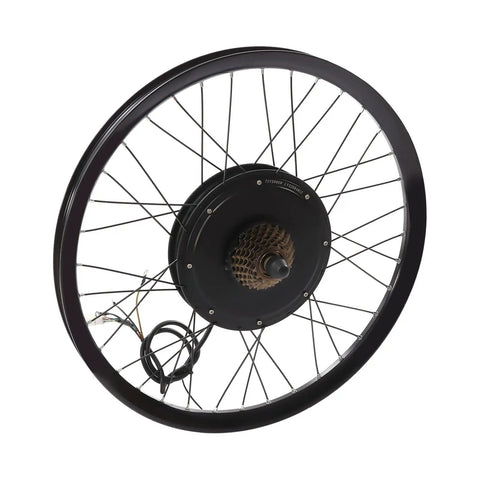 72V 2000W Rear Wheel Motor Electric Bike Kit With Multifunction Display, showing rear wheel with integrated motor and wiring