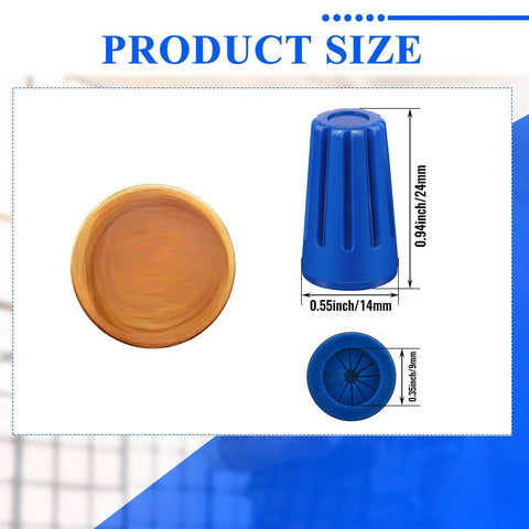 Blue waterproof outdoor electrical wire connector set; conical blue connector, 14 mm base, 24 mm height, 40 pieces.