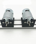 Two mounted Beefy Torque 775 DC Motors for Electric Tools 12V 24V 36V, 3500 to 9000 RPM, front ball bearing, copper jacket.