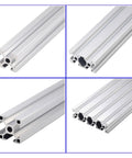 Top Shelf 2040 Aluminum Linear Rail Extrusion Profile For Cnc Router And 3d Printer Build Tough T Slot Guide Rail Smooth As Butter Quick Setup 300 Mm Length Badass Precision For Makers, showing 4 angles of the aluminum extrusion.