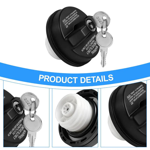 Locking Gas Cap With Key For Cars, Heavy Duty Fuel Cap Replacement OEM 12495845, ABS Plastic Tank Cap, with keys shown