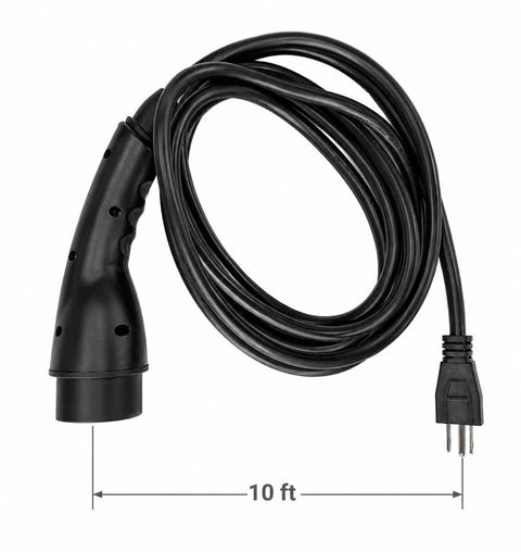 Heavy Duty Golf Cart Charger Cord Assembly Channels Solid One Six Amps Through Ten Feet Of Black Wall Plug Wiring Made For Forty Eight Volt EV.